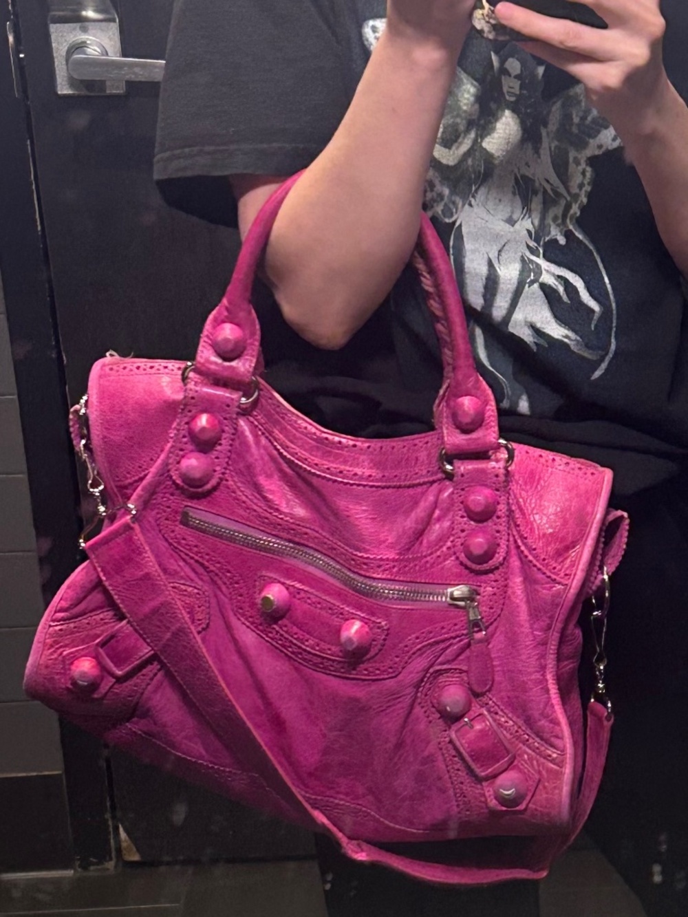 Vintage pink/ purple Balenciaga leather Brogues City bag